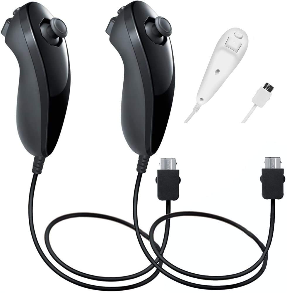 ANTCOOL Wii Nunchuck Controller 2-Pack - Compatible with Wii & Wii U - for Gaming & Fitness