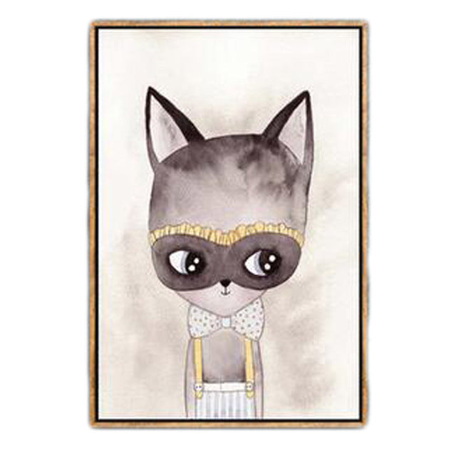 Nordic Rabbit Girl Canvas Wall Art - Hand-Painted Modern Home Decor for Living Room, Bedroom & Office - Perfect for Boho & Scandinavian Style Interiors