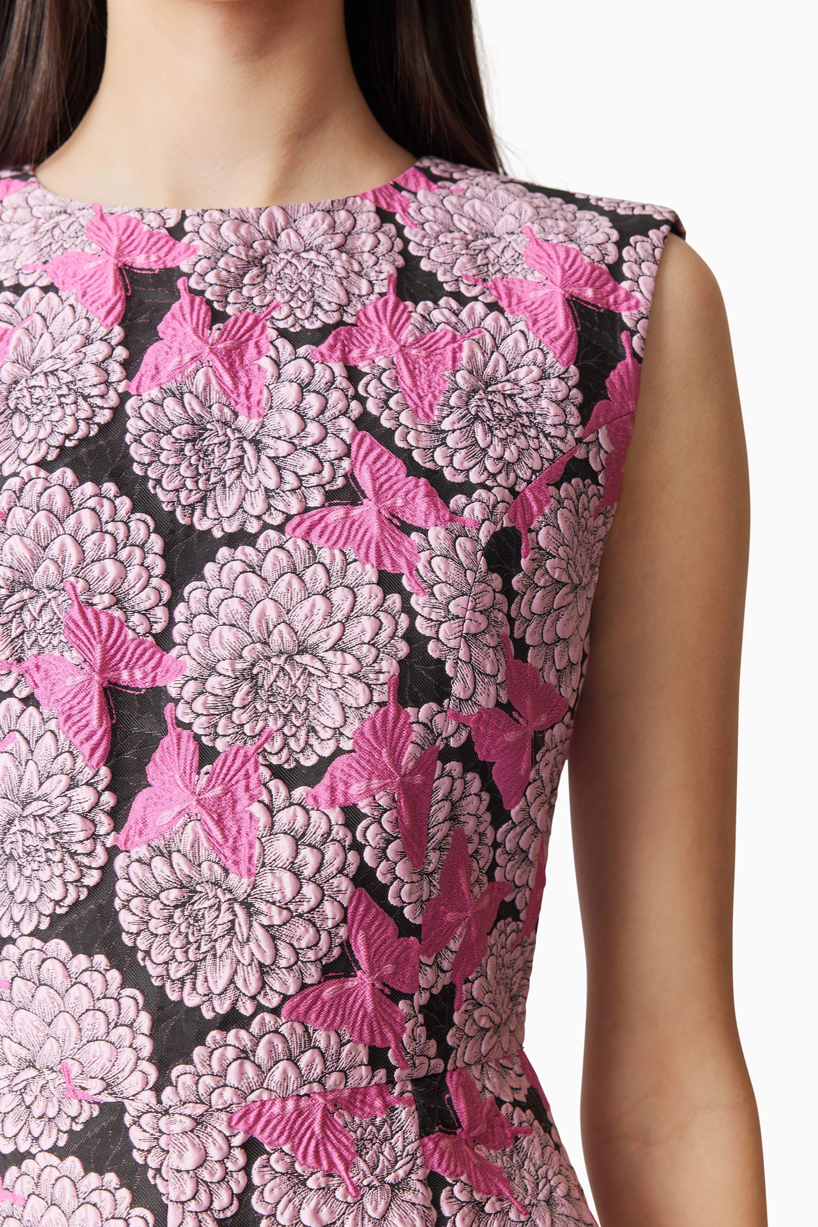 Butterfly Embroidery A-Line Mini Dress in Pink - Elegant Floral Summer Dress for Women, Perfect for Parties, Weddings & Date Nights
