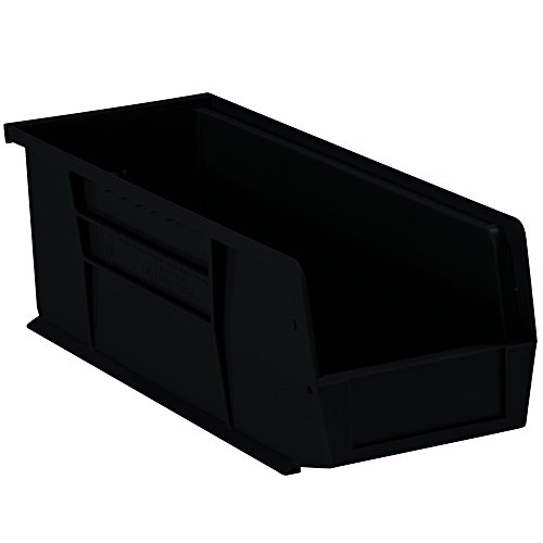 Aviditi 12-Pack Black Plastic Stackable Storage Bins with Hanging Hooks, 14.75