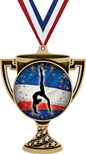 Gold Gymnastics Trophy Cup Medal - 3 Inch Gym Back Walkover Awards for Kids - 5 Pack Prime - Perfect for Competitions, Gymnastics Meets & Sports Prize Ceremonies