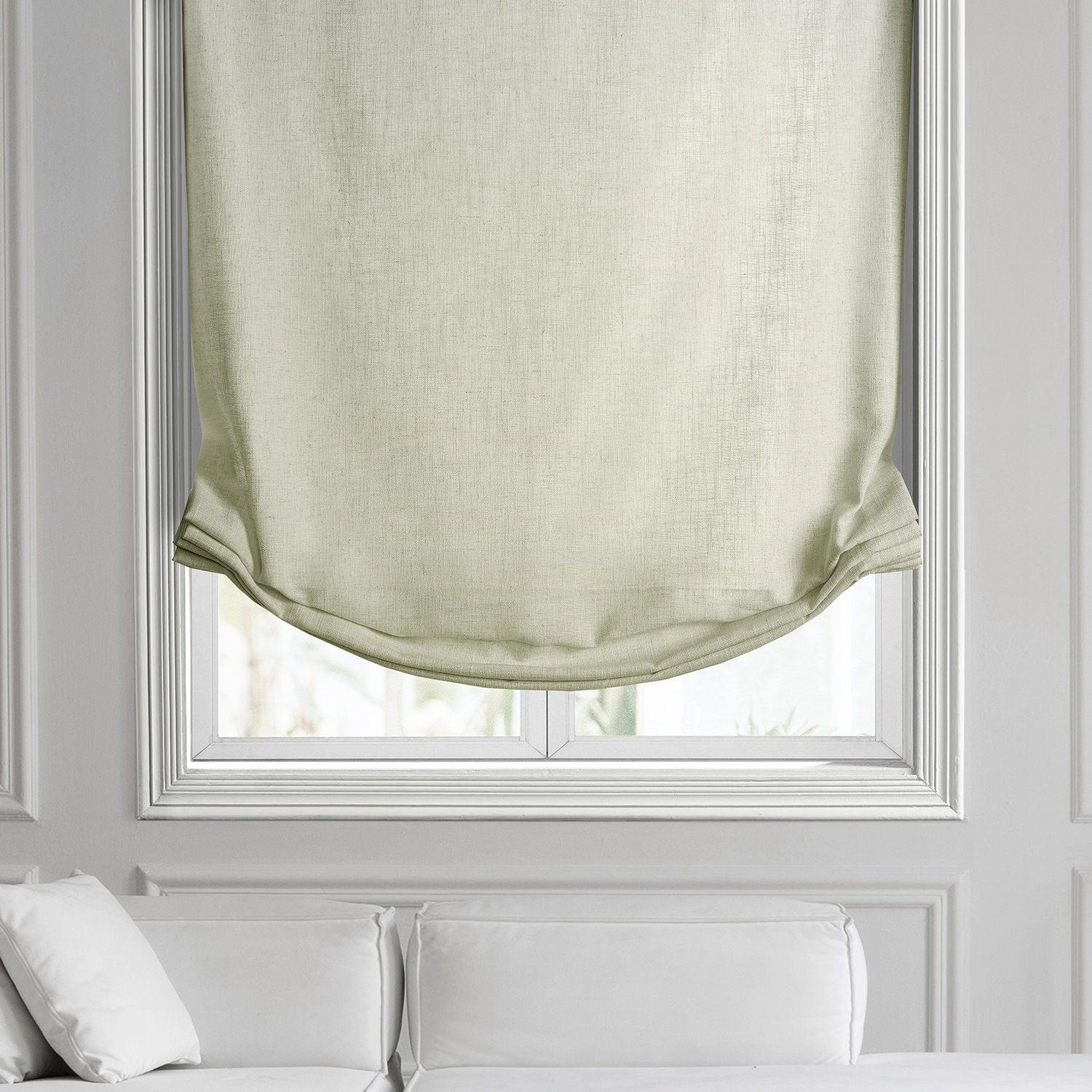 Premium Blackout Barley Heavy Faux Linen Roman Shade Window Curtain - Elegant Room Darkening for Bedroom, Living Room & Home Decor
