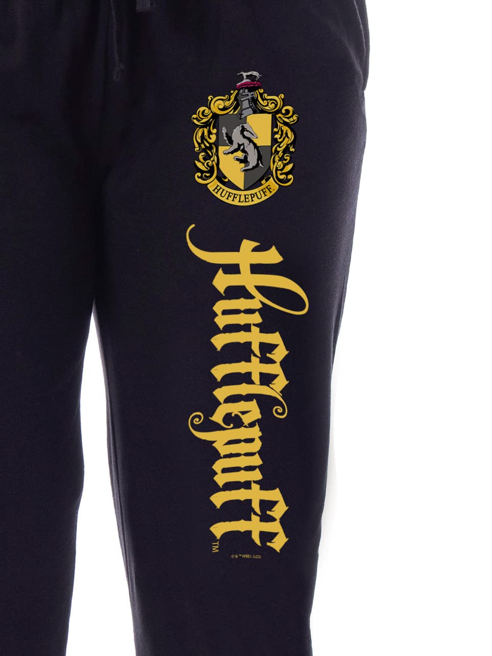 Harry Potter Hufflepuff House Crest Women's Sleep Jogger Pajama Pants - Cozy Fleece Lounge Pants for Potterheads, Movie Nights & Dorm Life