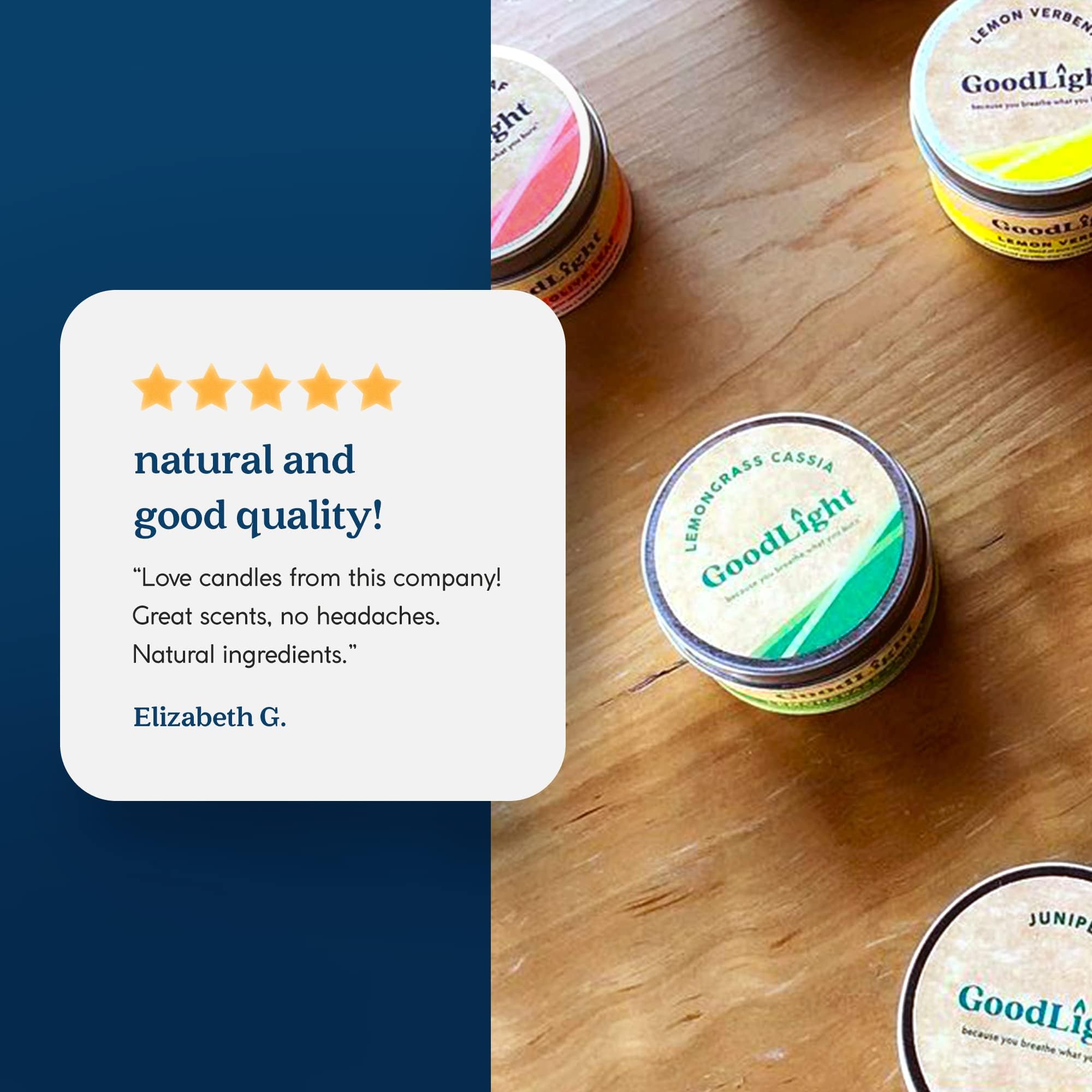 GoodLight Paraffin-Free Scented Candle | Non-Toxic Clean Burning Tin Candles with Citronella Essential Oil | Travel, Camping & Outdoor Mosquito Repellent Candle