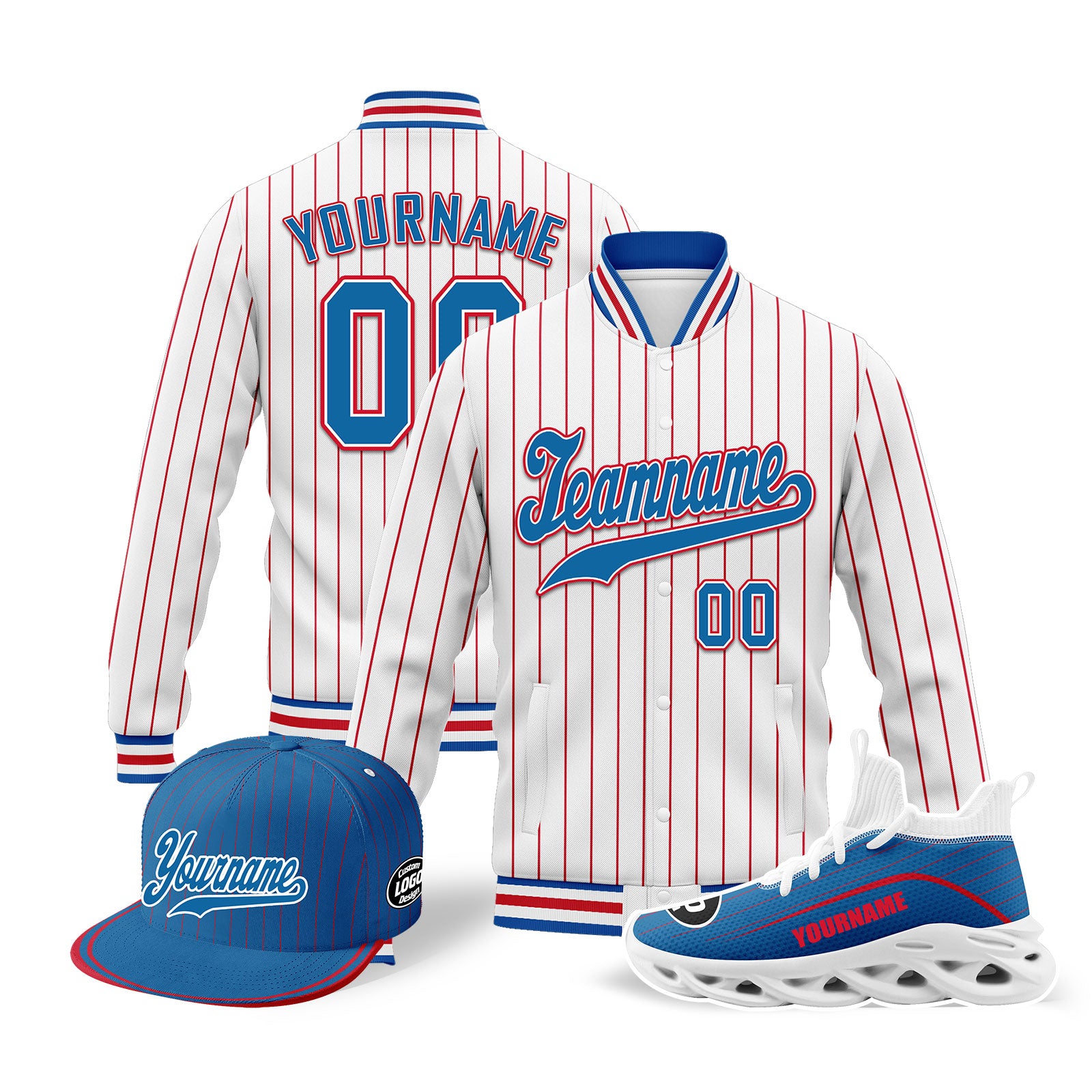 Custom Personalized Jacket, MaxSoul Shoes & Hat Combo Set - Stylish Outfit for Men/Women | Perfect for Casual Wear, Outdoor Activities & Fashion Statements