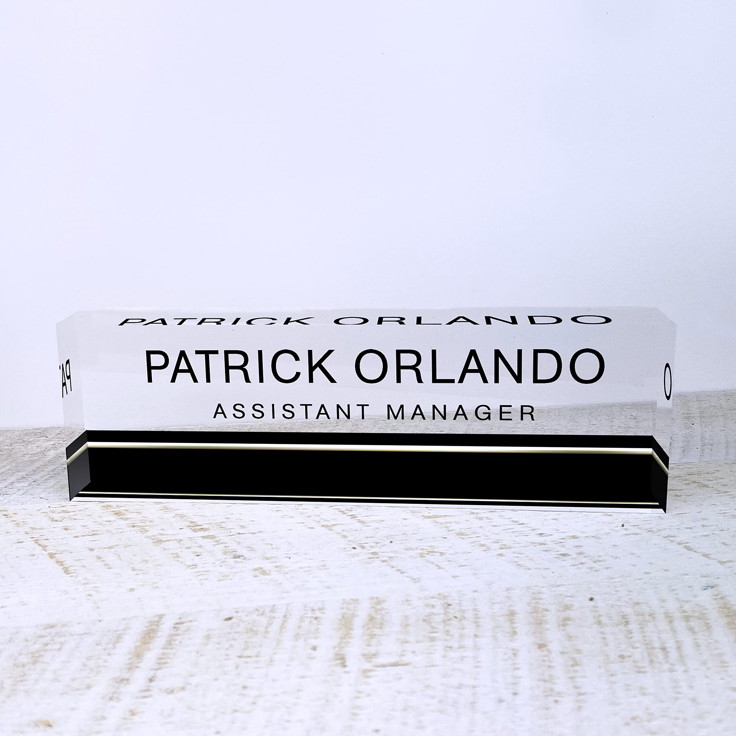 Personalized Acrylic Glass Office Desk Name Plate - Custom Engraved Nameplate for Professional Workspace Decor (8