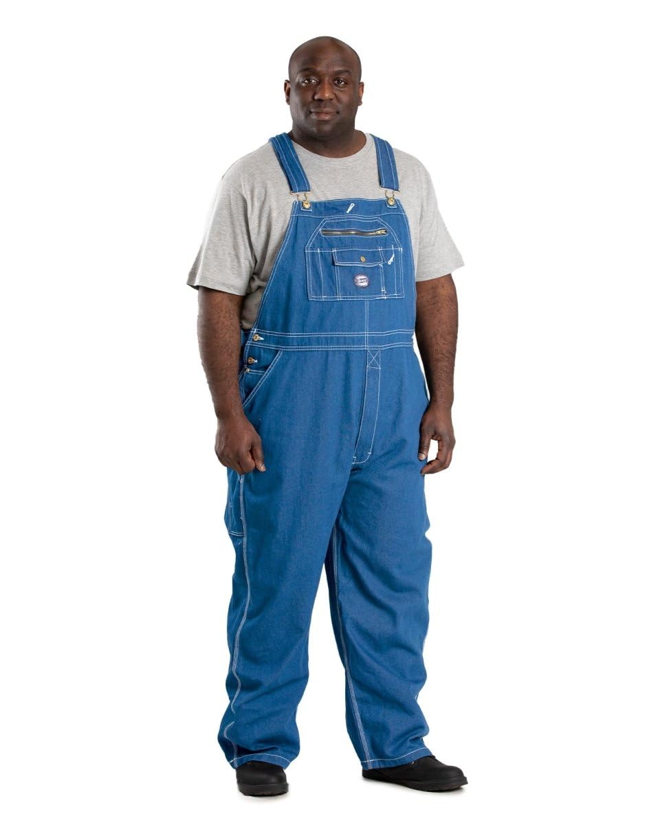 Berne Vintage Unlined Washed Denim Bib Overall - Durable Workwear for Men & Women - Perfect for Farming, Construction & Outdoor Activities