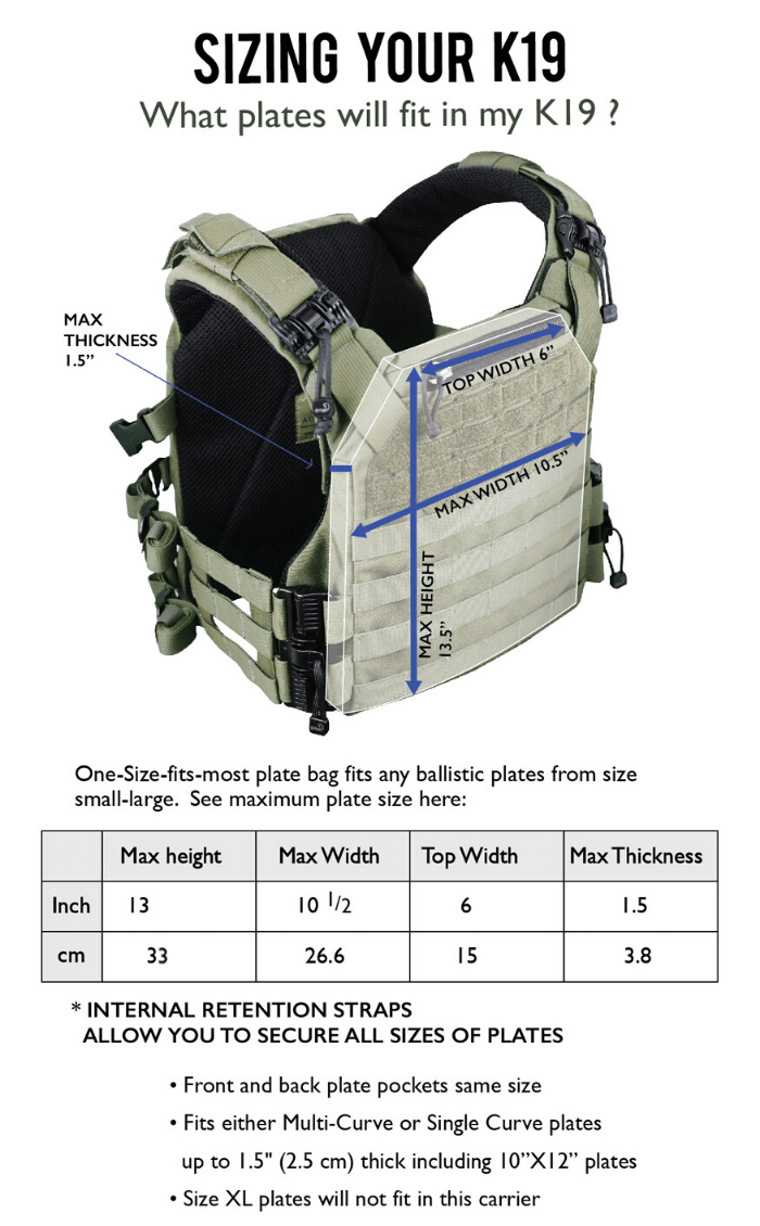 Agilite K19 Tactical Plate Carrier with Quick Release System, Fast Adjust Cummerbund & Admin Pocket - Ideal for Military, Law Enforcement & Airsoft Use