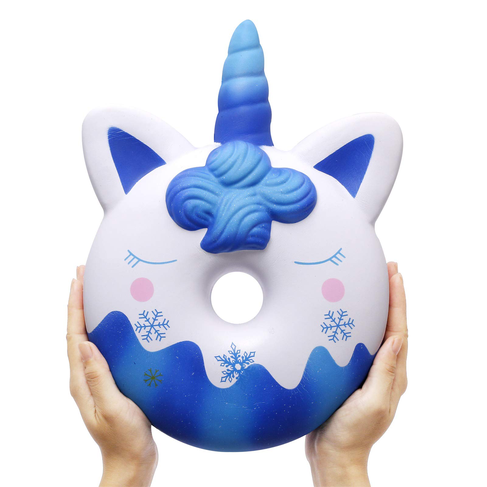 Jumbo Unicorn Donut Squishy - Kawaii Slow Rising Stress Relief Toy for Kids (Blue) - Perfect for Playtime & Relaxation