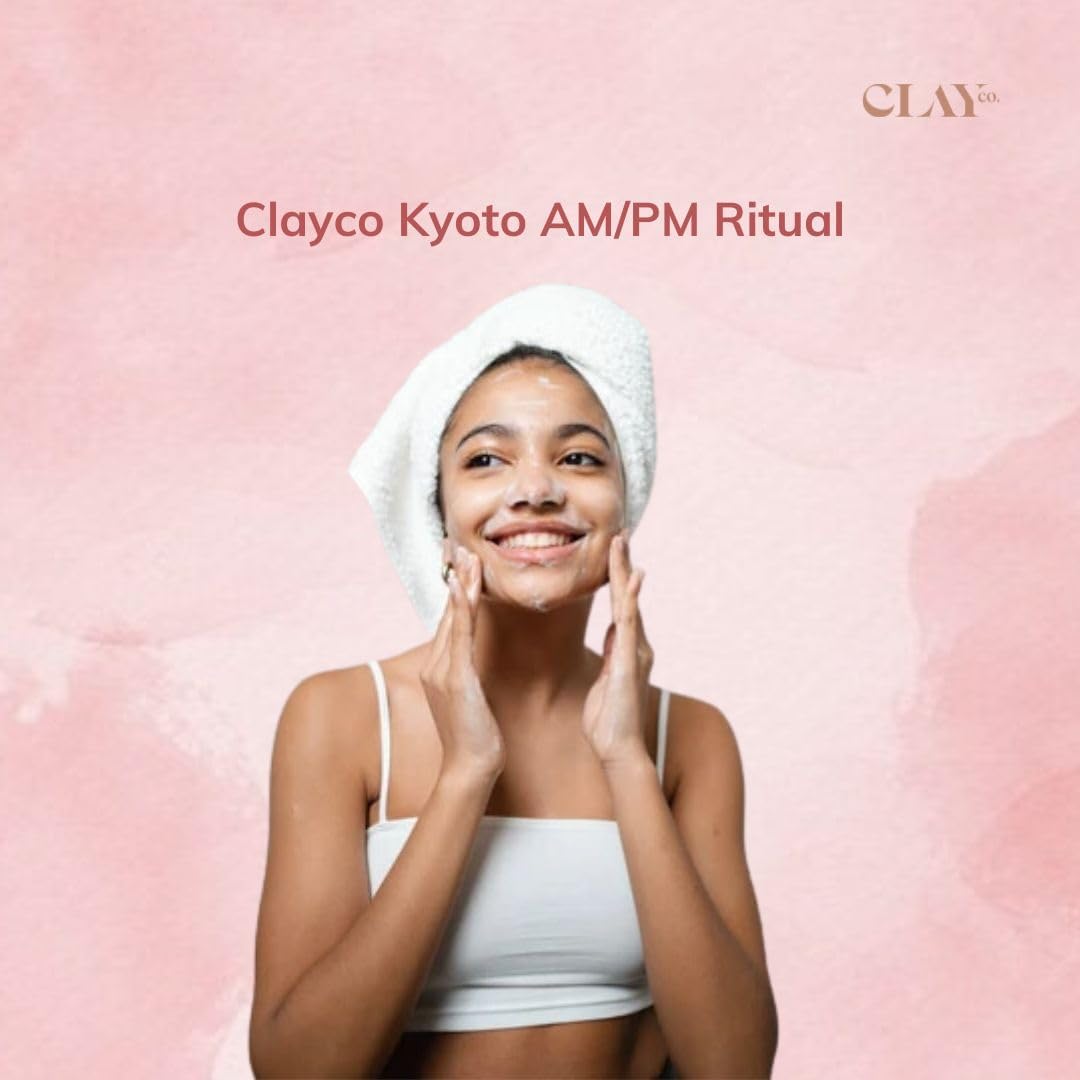 CLAYCO Kyoto AM/PM Skincare Set for Normal Skin - Japanese Beauty Routine with Sake Essence, Tsubaki Cleansing Oil, Azuki Bean Face Wash & Matcha Moisturizer | Daily Hydration & Radiance Boost for Glowing Skin