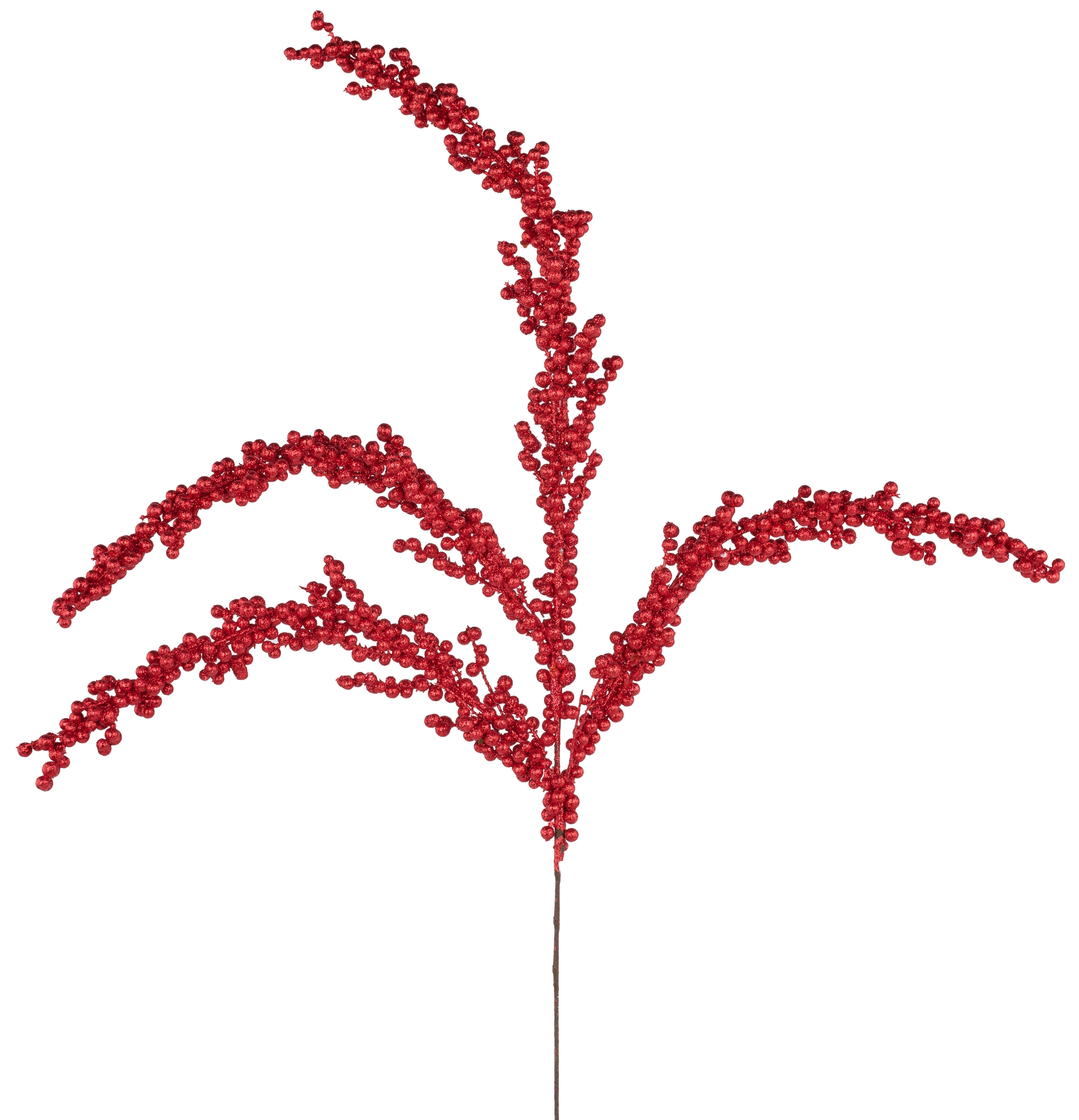 24-Piece Red Glittered Berry Spray for Christmas Tree Decorations - Perfect for Holiday Wreaths, Centerpieces, and Festive Home Decor
