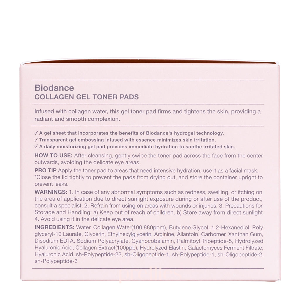 BIODANCE Collagen Gel Toner Pads - 60 Count | Hydrating & Brightening Facial Treatment for Glowing Skin | Perfect for Daily Skincare Routine & Travel