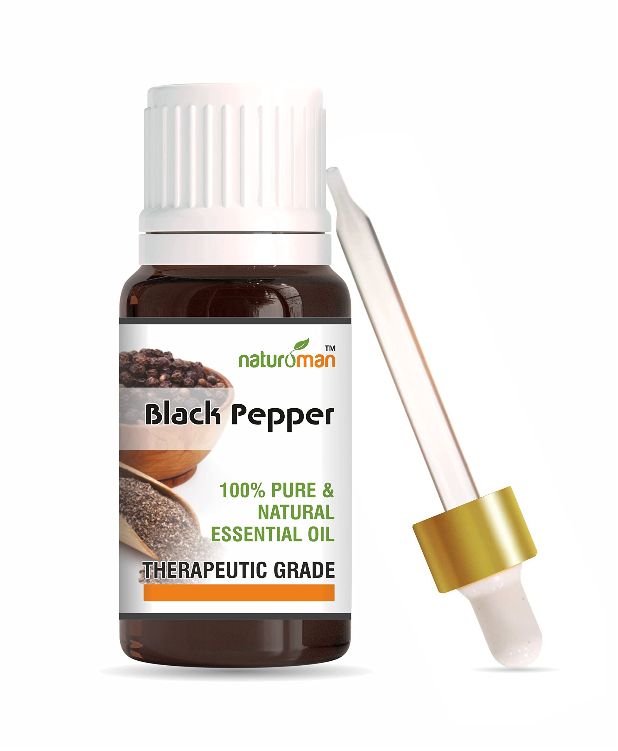 100% Pure Black Pepper Essential Oil 3.38 Fl Oz - Natural Undiluted Therapeutic Grade for Aromatherapy, Massage & Diffuser | Naturoman | Perfect for Stress Relief & Muscle Relaxation