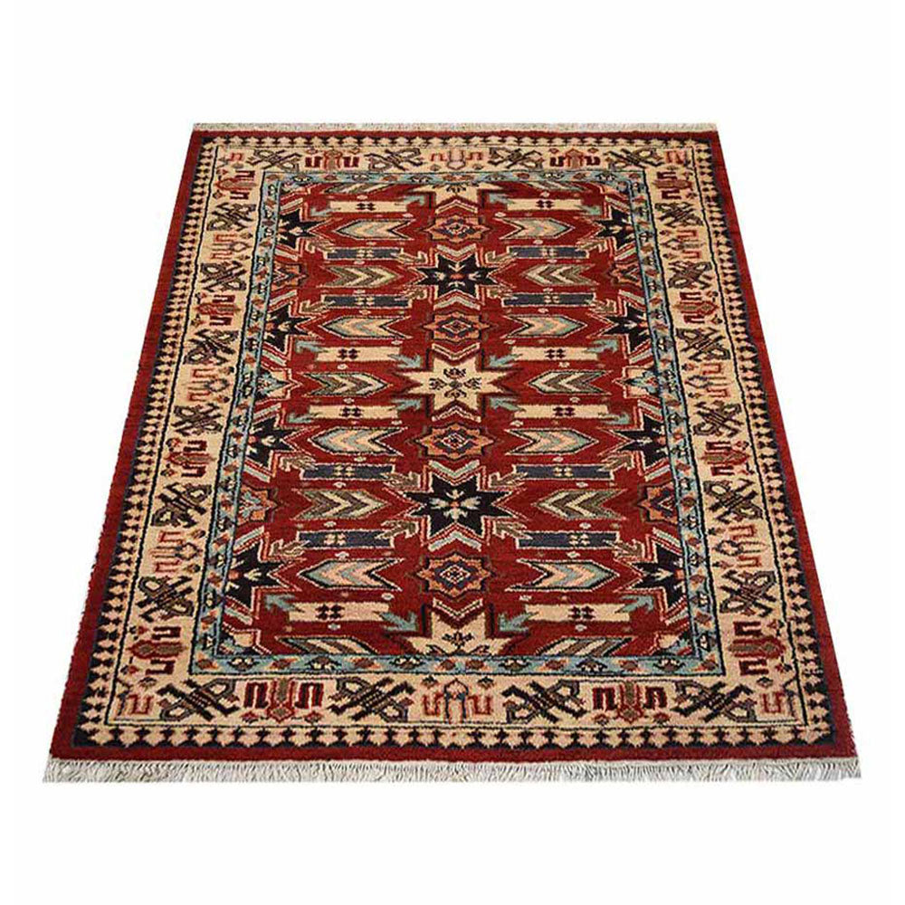 Hand Knotted Afghan Rug - Authentic Ardebil Design - Premium Wool Carpet for Living Room, Bedroom & Home Decor