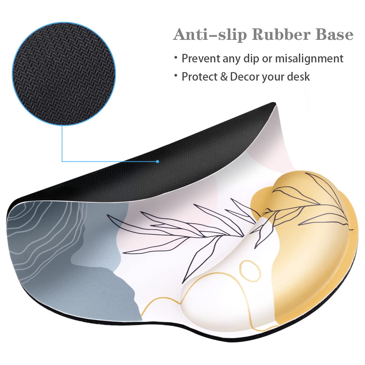 Ergonomic Mouse Pad with Wrist Support - Comfortable Office & Gaming Mousepad for Laptop/PC - Non-Slip Rubber Base, Pain Relief Design, 9
