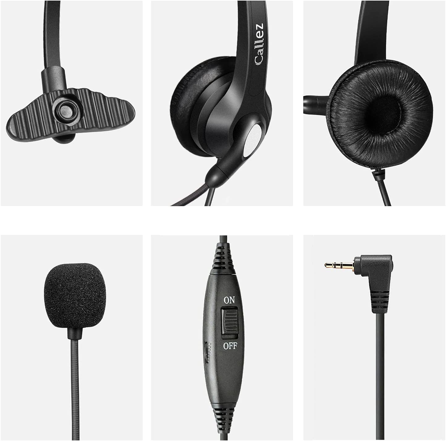 Noise Cancelling Office Telephone Headset with 2.5mm Jack - Compatible with Panasonic KX-TGEA20, AT&T ML17929, Vtech, RCA & Uniden Cordless DECT Phones - Perfect for Call Centers, Remote Work & Customer Service