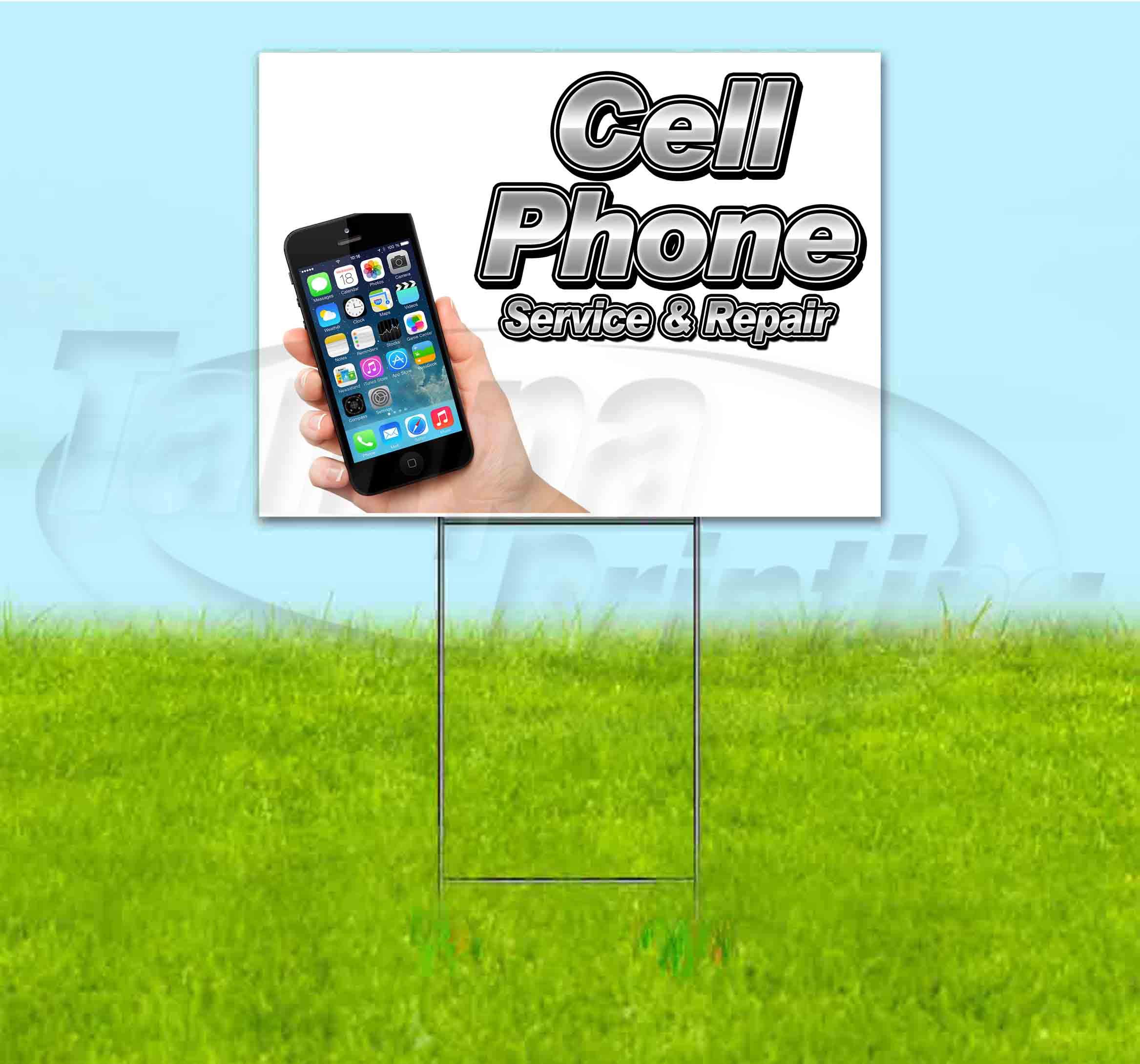Cell Phone Service & Repair Yard Sign 18x24 Inches - Durable Metal Step Stake Included | Bulk Discounts & Multi-Pack Options | Perfect for Advertising, Business Promotion & Street Marketing