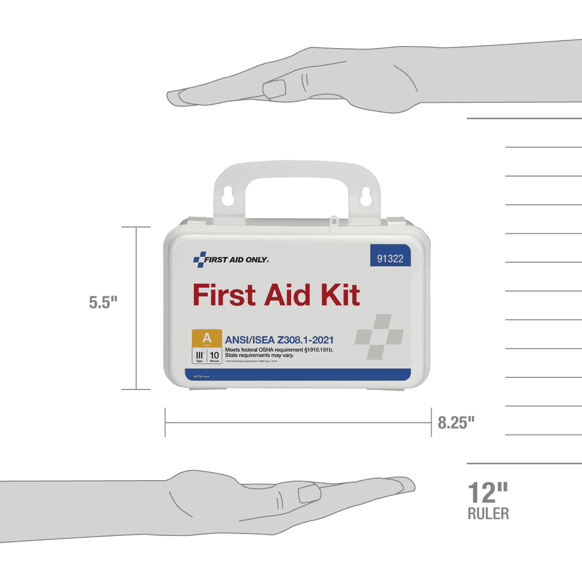 10-Person ANSI A Compliant First Aid Kit in Durable Plastic Case - Case of 12 - Perfect for Offices, Schools, and Emergency Preparedness