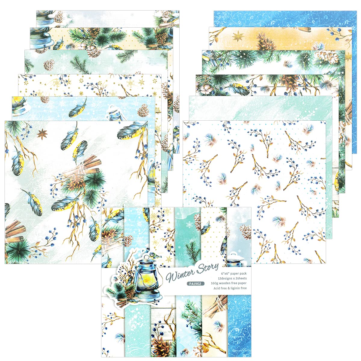 Allydrew 6x6 Inch Winter Themed Single-Sided Scrapbook Paper for Arts & Crafts, Scrapbooking, Card Making - Perfect for DIY Projects, Holiday Cards, and Seasonal Decorations