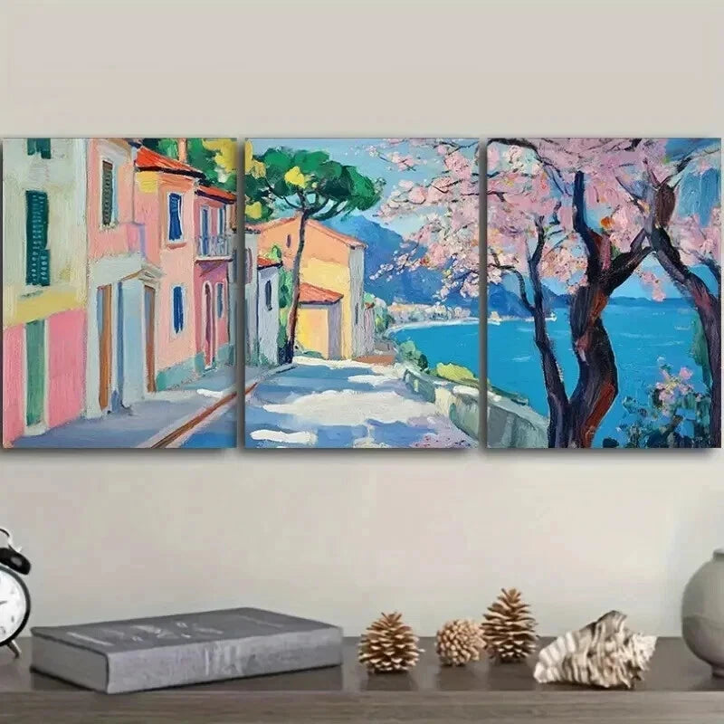 3-Piece Cherry Blossom Wall Art Set - Framed Canvas Prints 50x70cm, High Quality Australian Made Ready-to-Hang Decor for Living Room, Bedroom & Office