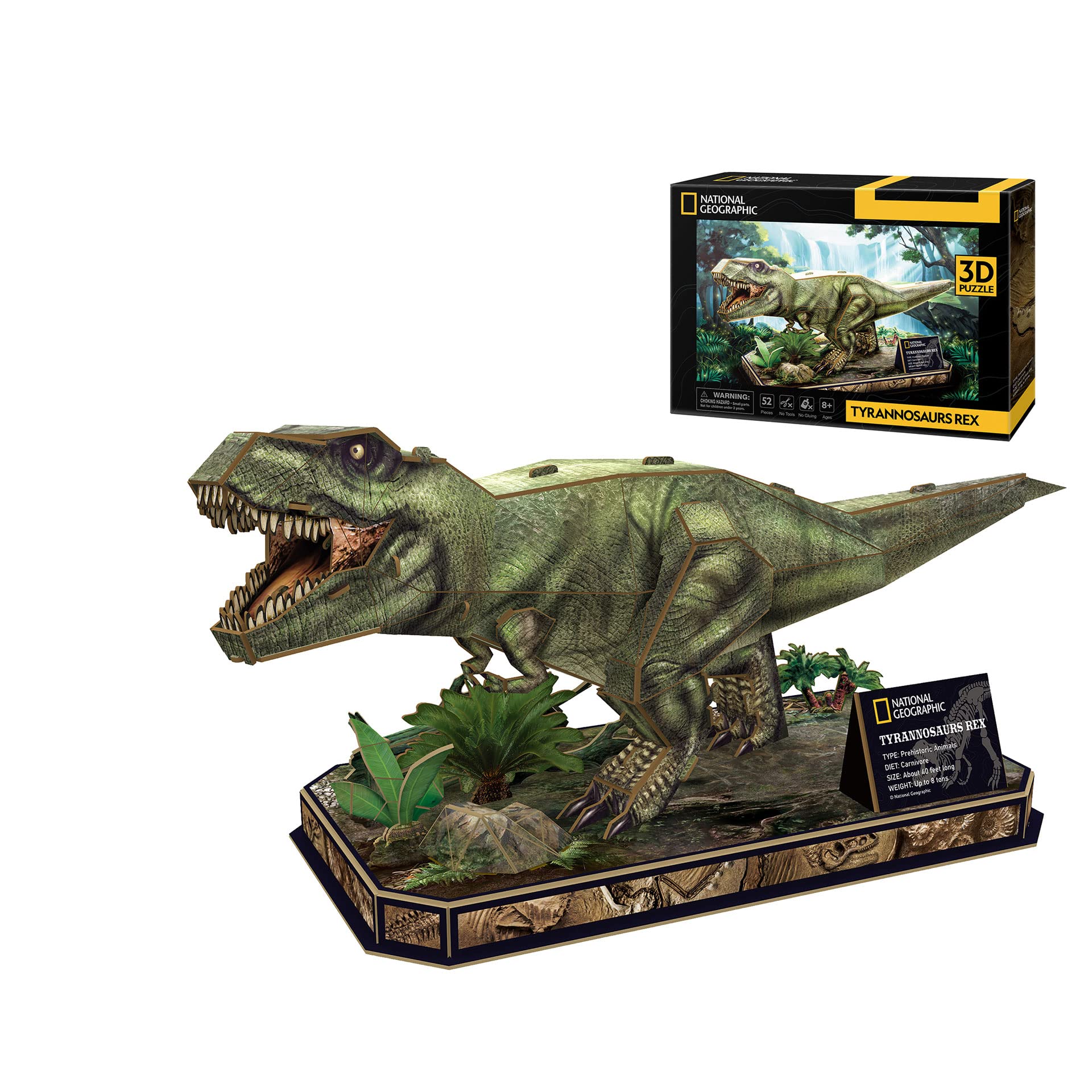 National Geographic 3D Tyrannosaurus Rex Puzzle - Dinosaur Toys for Kids Ages 8+, STEM Learning Activity, Educational Gift for Boys & Girls - Perfect for Birthday Parties, Classroom Projects & Dinosaur Lovers