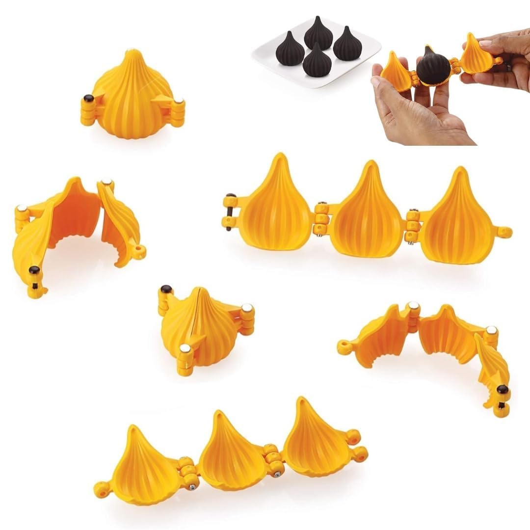 LEGACYCART 21 Cavity Silicone Modak Mold Set - 1PC 3D Modak Mould + 2PC Big & Small Three-Fold Modak Makers for Cake, Cupcake, Chocolate, Mousse, Brownie, Cookie, Pudding & Candy Making - Perfect for Diwali, Holi, Birthday Parties & Home Baking (3-Piece Set)