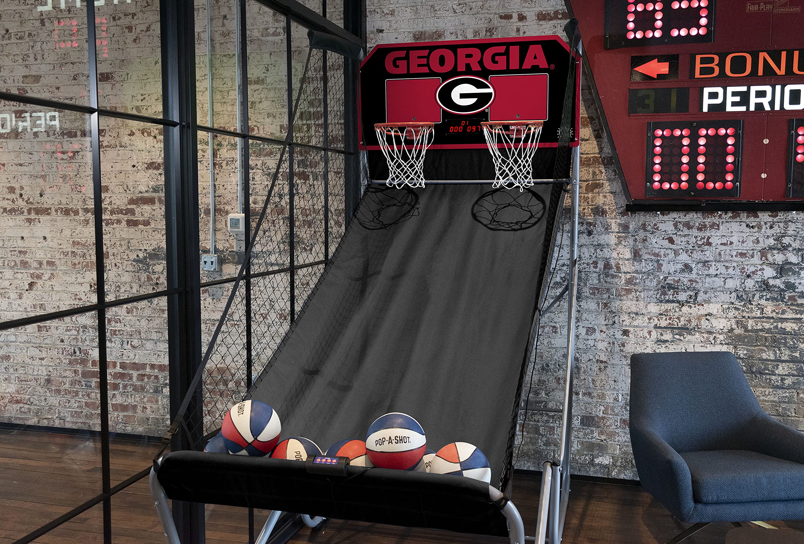 Pop-A-Shot Home Dual Shot Basketball Game - NCAA Georgia Bulldogs Edition with Sensor Scoring, 16 Game Modes, 7 Balls & Foldable Design | Perfect for Game Rooms, Basements & NCAA Fan Gifts