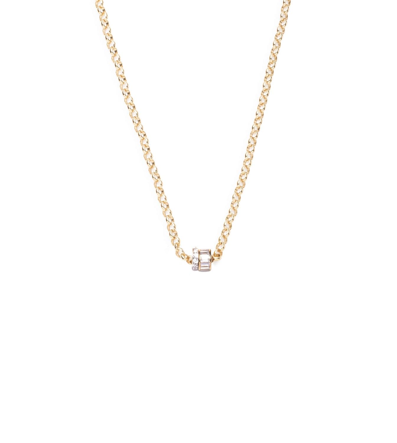 Elegant Baguette Diamond & Pave Diamond Edge Heartbeat Belcher Chain Necklace - Perfect for Weddings, Anniversaries & Romantic Gifts
