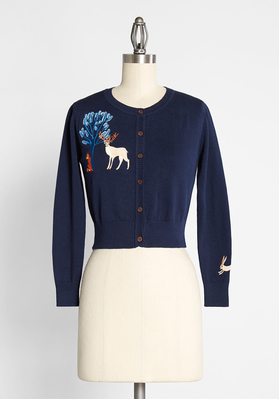 Adorable Woodland Animal Cardigan for Women - Cozy Knit Sweater with Fox, Deer & Rabbit Designs - Perfect for Fall, Winter & Casual Outings