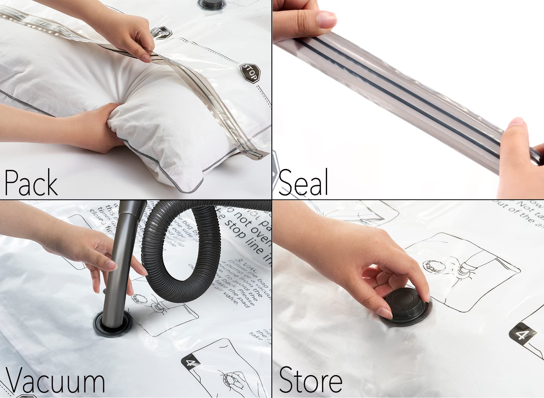 SpaceAid 14 Pack Vacuum Storage Bags with Electric Air Pump - Space Saving Compression Bags for Clothes, Blankets, Comforters & Bedding (4 Jumbo/4 Large/3 Medium/3 Small) - Perfect for Travel, Moving & Seasonal Storage