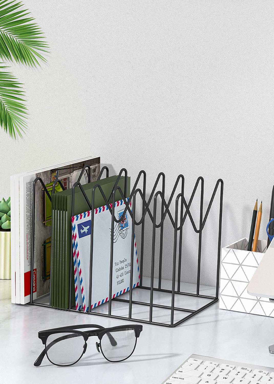 4-Pack Steel Wire File Organizer for Desk - Black File Folder Holder, Rack & Stand with 8 Sections - Anti-Scratch & Rustproof Desktop Document Sorter - Perfect for Office, Home & School Organization