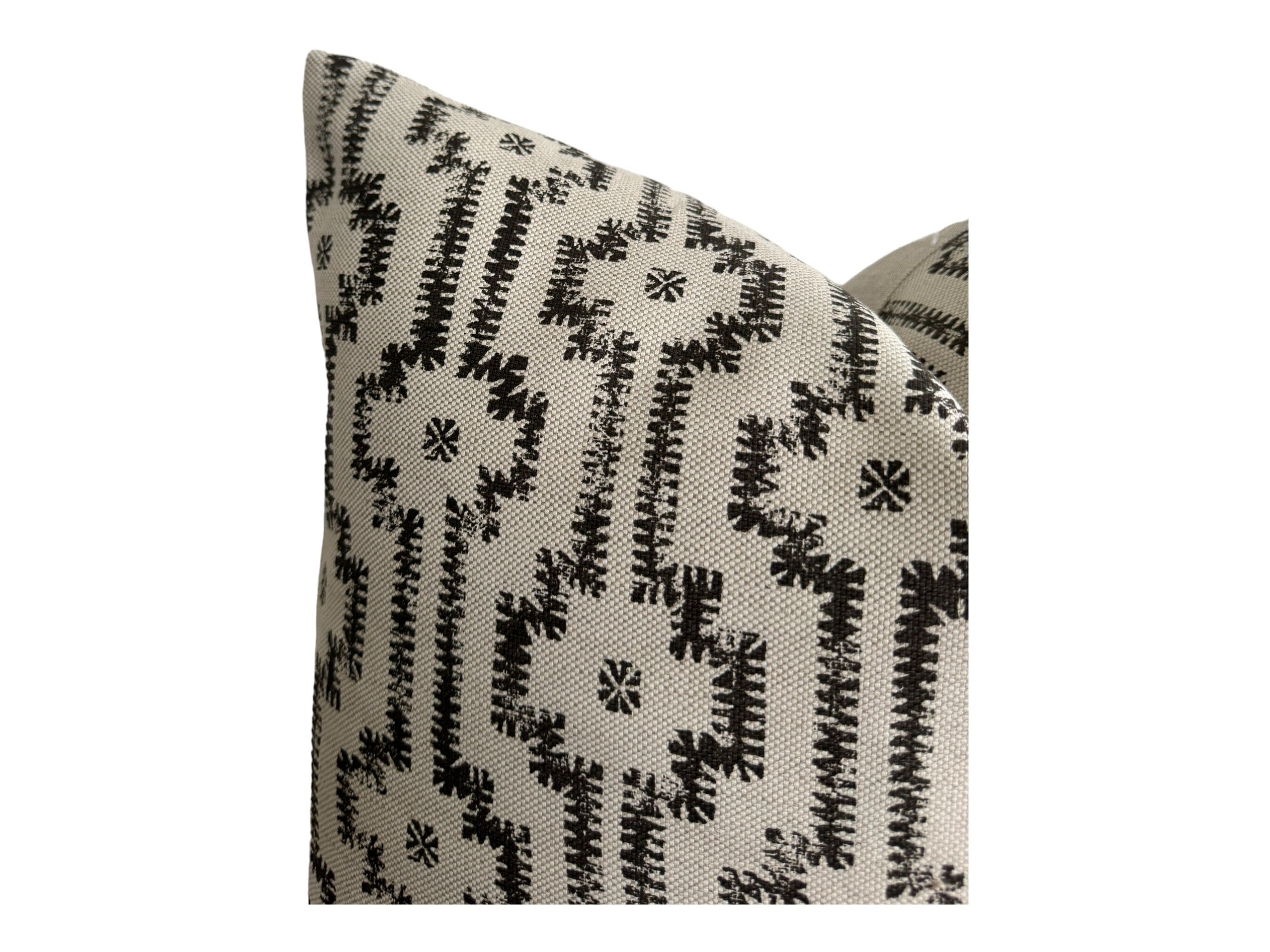 Premium Designer Maresca Pillow Cover - Shipibo Pattern in Charcoal Gray - Soft Decorative Cushion Case for Living Room, Bedroom & Sofa