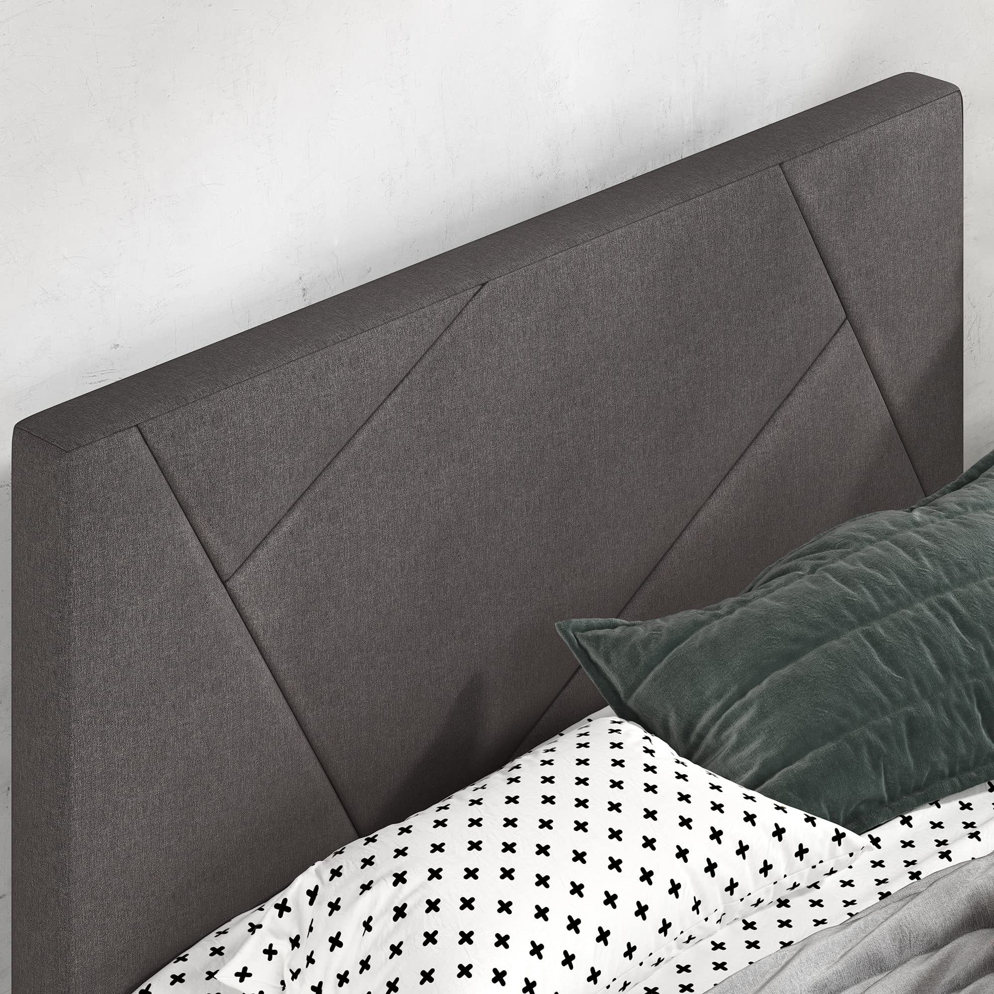 ZINUS Judy Upholstered Platform Bed Frame with Wood Slat Support - Full Size Grey Mattress Foundation - No Box Spring Needed - Easy Assembly - Perfect for Modern Bedrooms & Guest Rooms