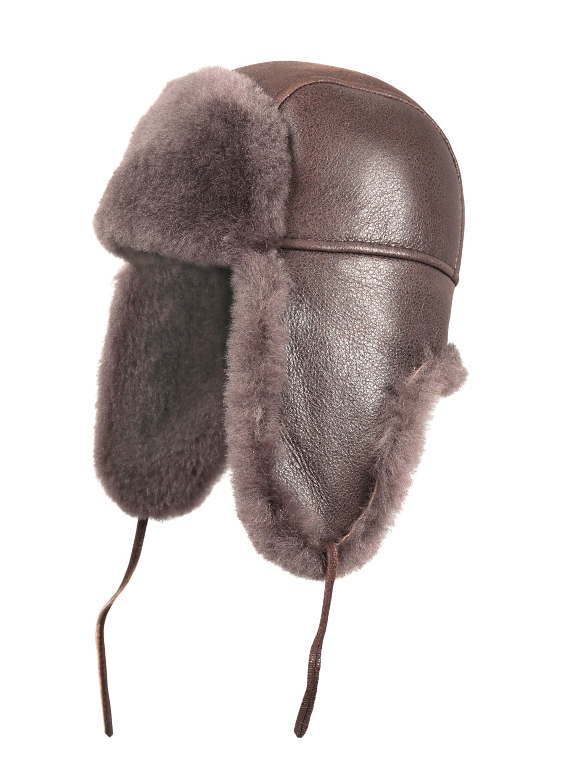 Genuine Leather Aviator Shearling Ushanka Trapper Hat - Russian Sheepskin Winter Cap with Real Fur & Ear Flaps for Men and Women - Warm Cold Weather Accessory for Skiing, Snowboarding & Outdoor Adventures