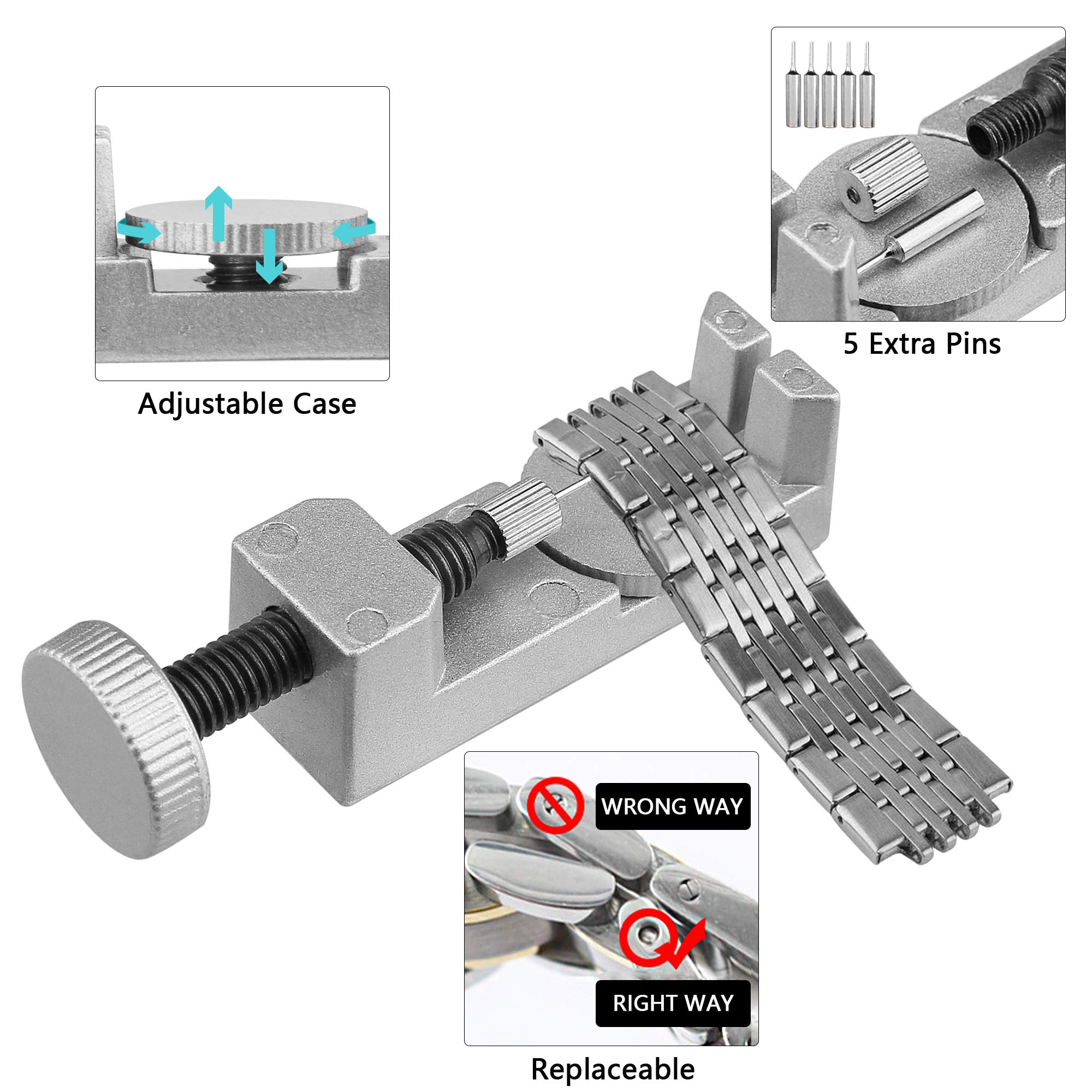 XOOL Professional 151-Piece Watch Repair Tool Kit with Case Opener, Strap Punch & Spring Bar Tool - Complete Watchmaker Set for DIY Watch Band Replacement, Battery Change & Maintenance (Portable Case Included) - Perfect for Watch Enthusiasts, Jewelers & Home Repair
