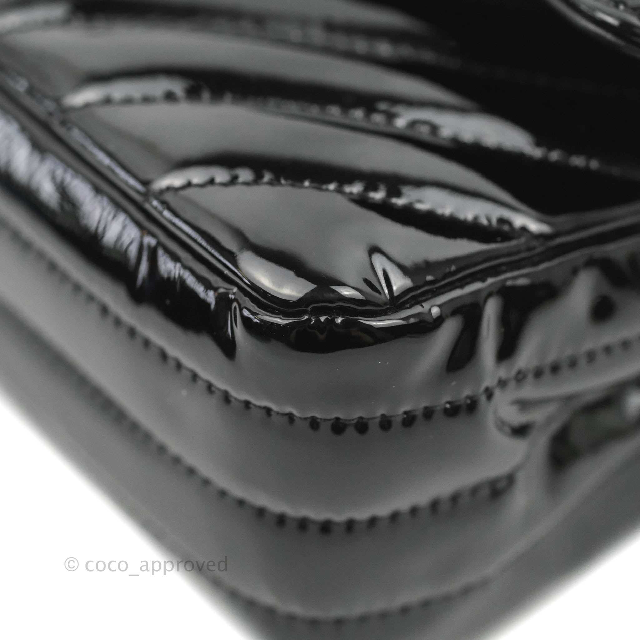 Chanel Classic M/L Medium Chevron Double Flap Bag - Black Patent Leather with Silver Hardware | Luxury Handbag for Women, Perfect for Parties, Work & Evening Events