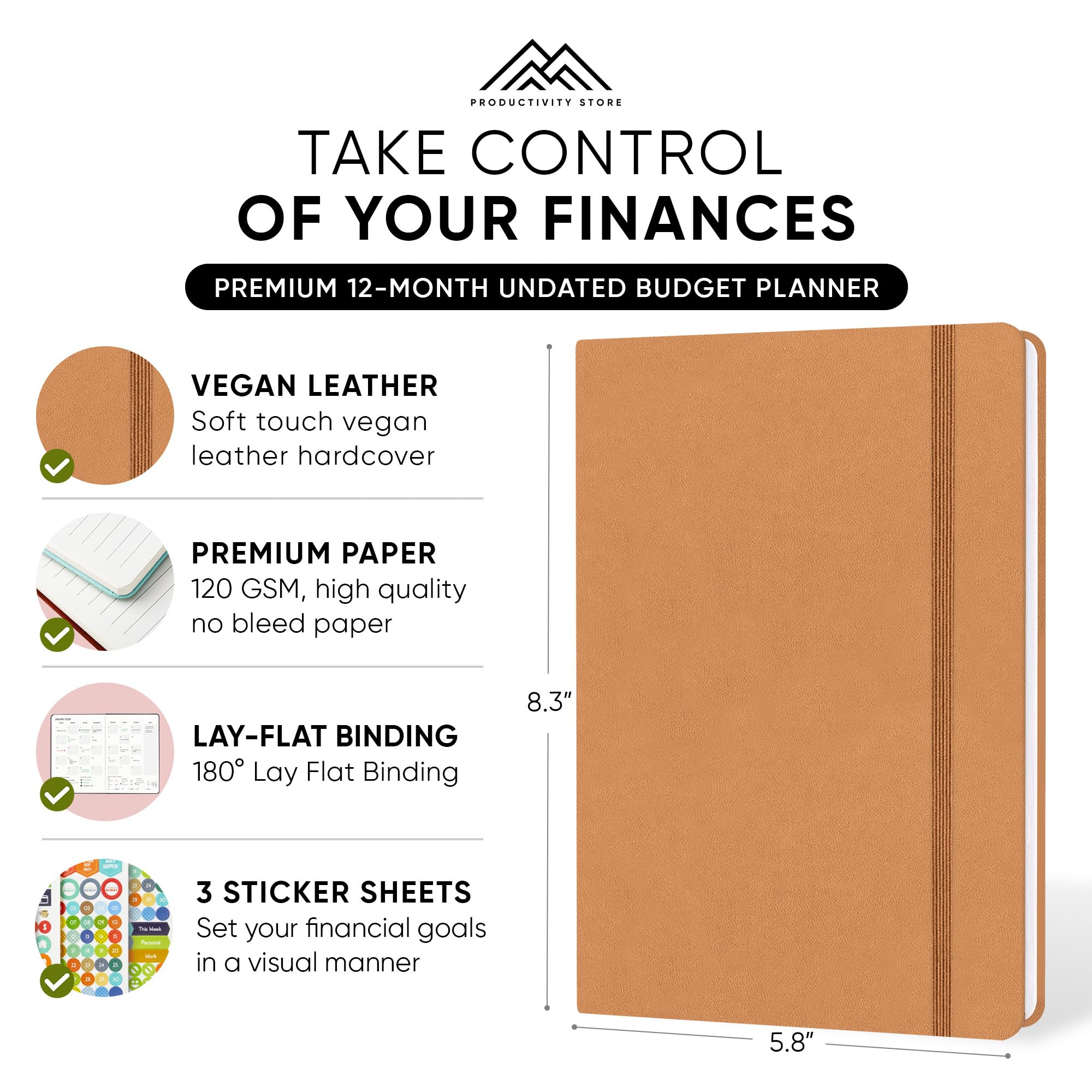 2025 Budget Planner & Finance Organizer - 12-Month Monthly Bill Tracker with Savings, Debt & Expense Management | Includes Budget Stickers | Premium Leather Cover | Perfect for Personal Finance, College Students & Home Budgeting