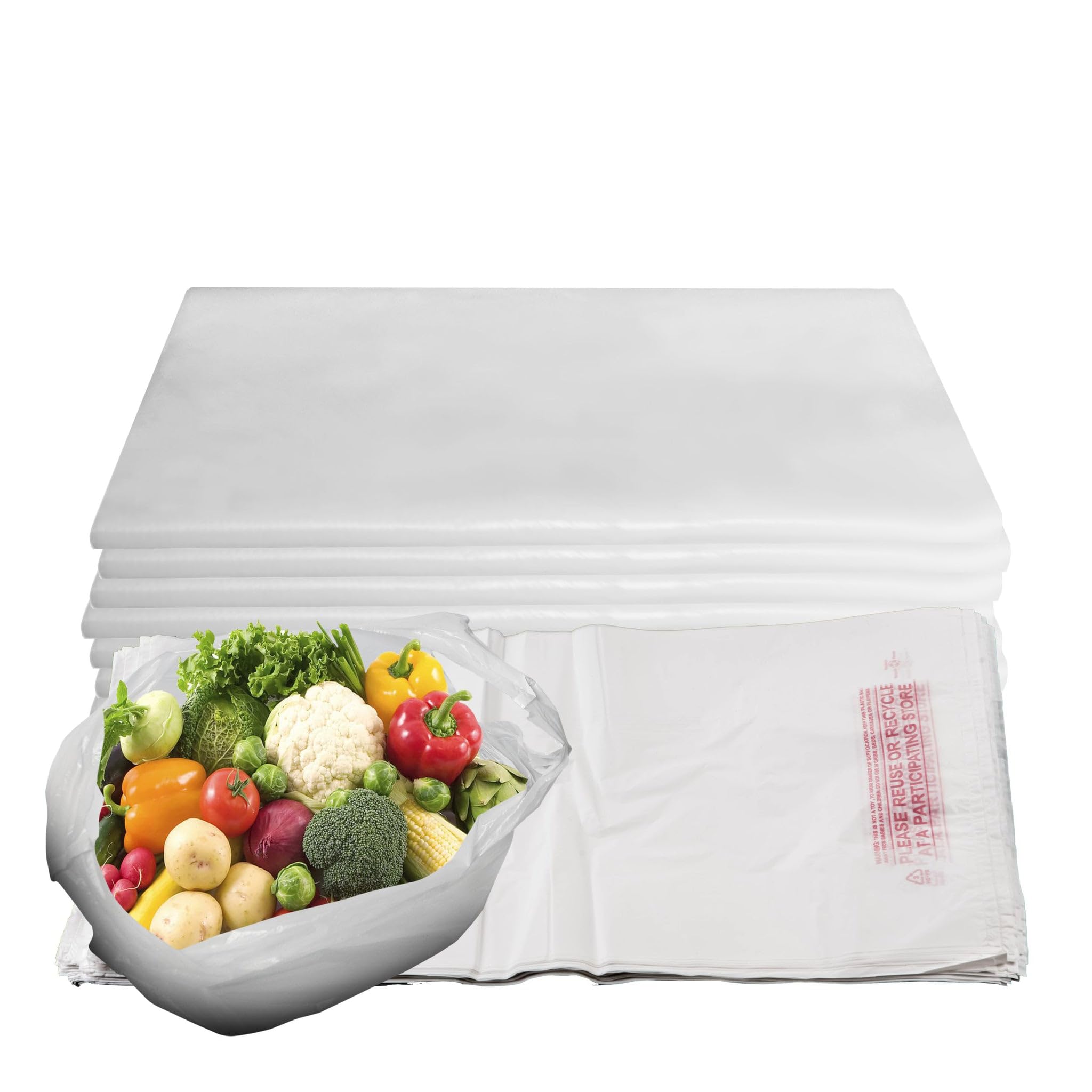 EcoQuality Plastic White T-Shirt Bags 2000 Count - 1/10 Size Reusable Shopping Bags, Grocery Bags, Poly Bags (8