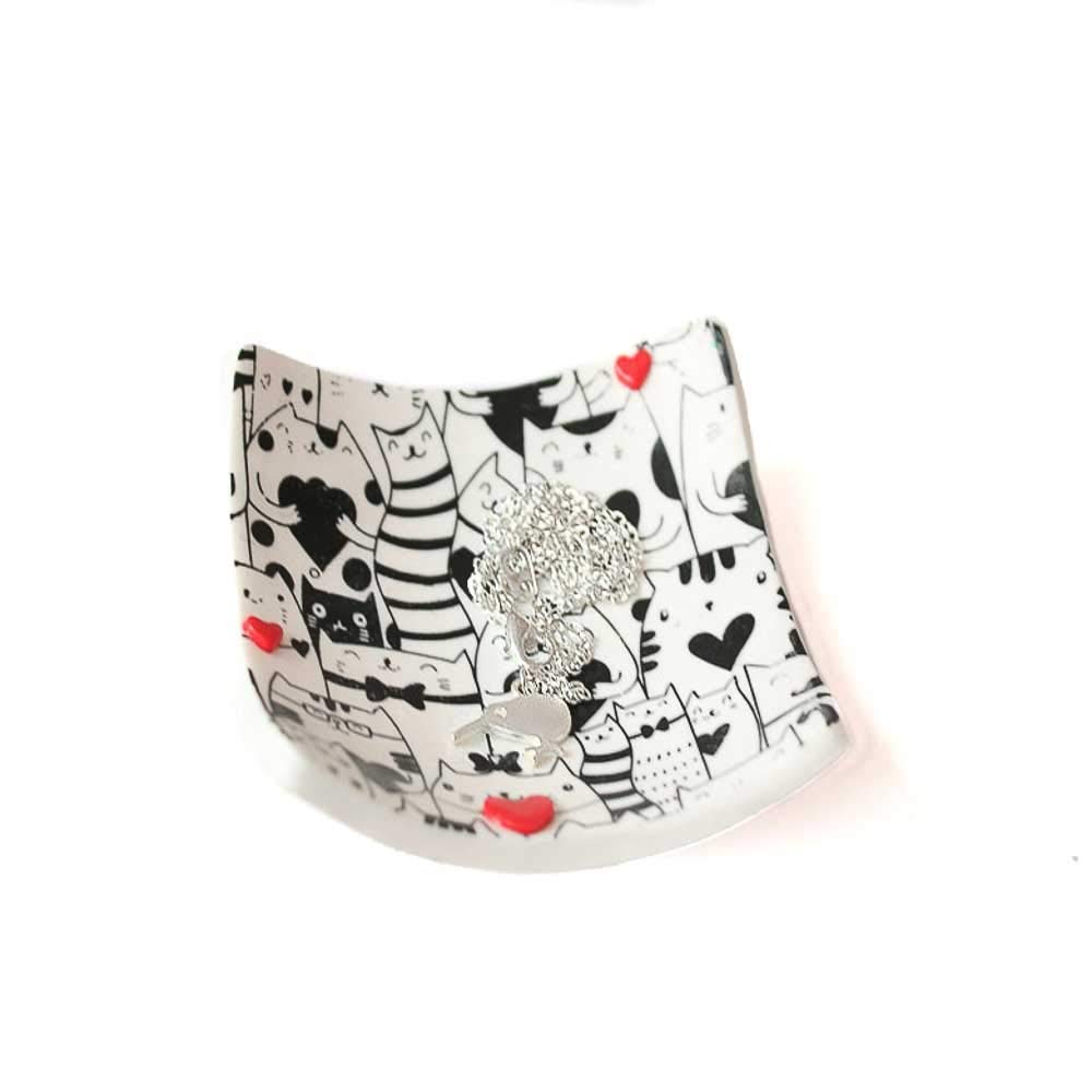 Small Cat-Themed Ring Holder & Trinket Dish - Perfect Home Decor & Housewarming Gift for Cat Lovers | Ideal for Jewelry Organization and Bathroom Vanity Display