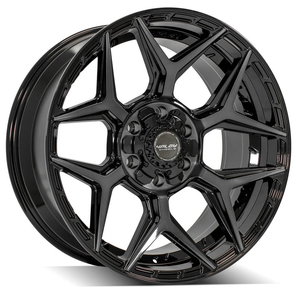 4Play Gen3 4P06 Gloss Black Wheels 20x9.0 6x139.7/6x135mm 106.1mm Hub - Brushed Face & Tinted Clear Finish for Trucks & SUVs - Off-Road & Street Performance
