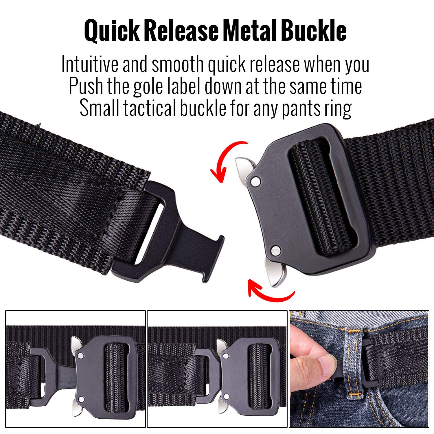 MOZETO Tactical Belt for Men - 2 Pack Gun Belt with Quick Release Buckle & Velcro - Concealed Carry EDC Hunting Waist Belt - Perfect for Outdoor Activities, Shooting Range & Everyday Wear