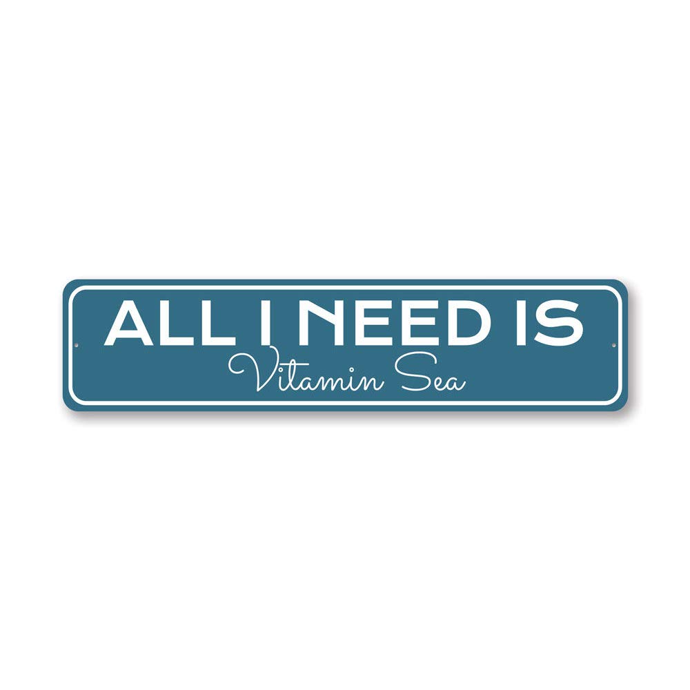 All I Need Is Vitamin Sea Beach House Decor - 9 x 36 Inches Coastal Wall Art for Living Room, Bathroom, or Bedroom