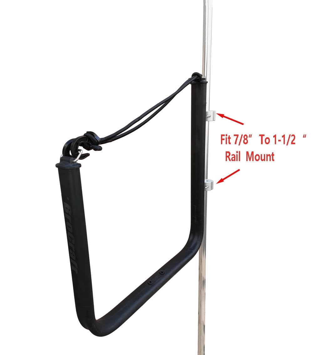 Brocraft Universal Kayak and SUP Rack for Boat Rail Mount - Heavy Duty Pontoon Boat Paddle Board Holder for Secure Water Sports Storage (Perfect for Fishing, Kayaking, and Stand-Up Paddle Boarding Adventures)