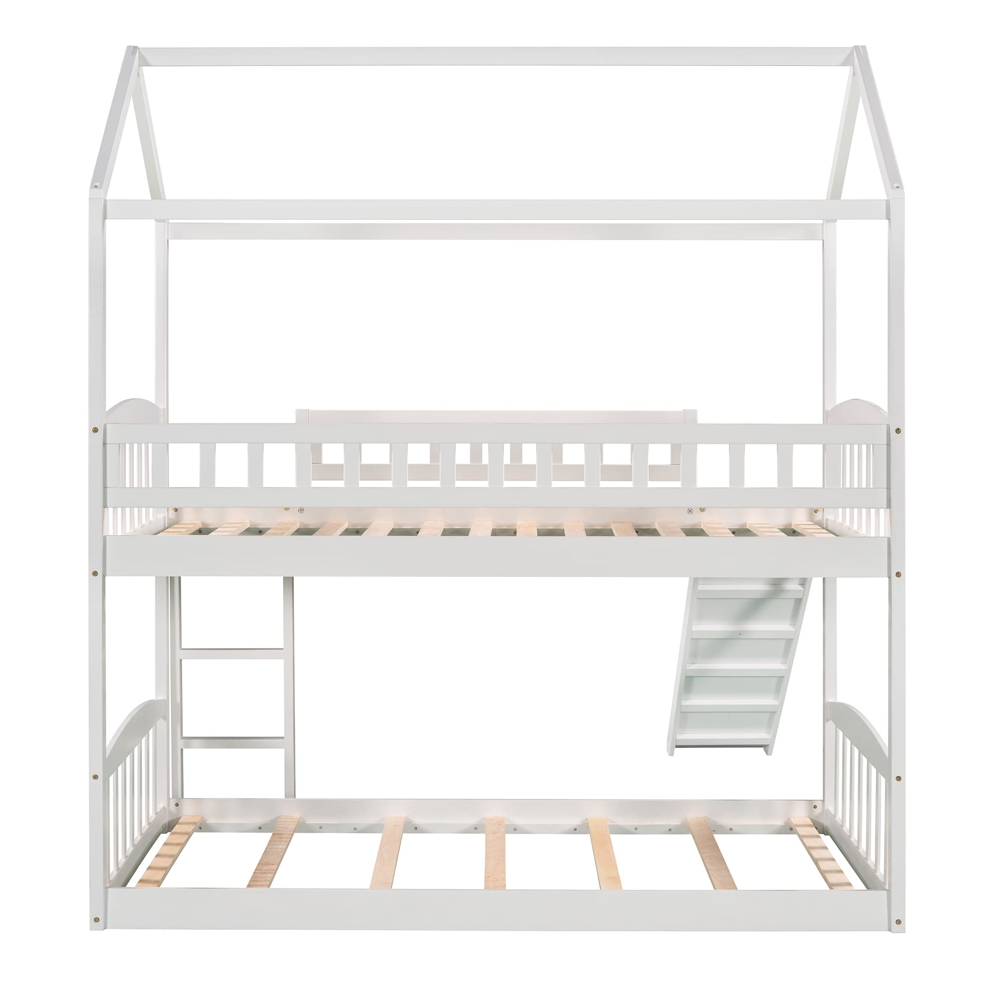 Bellemave Twin Over Twin Bunk Bed with Slide - Kids Playhouse Bunk Bed for Boys & Girls - Fun & Safe Toddler Bedroom Furniture (White) - Perfect for Small Spaces, Shared Rooms & Play Areas