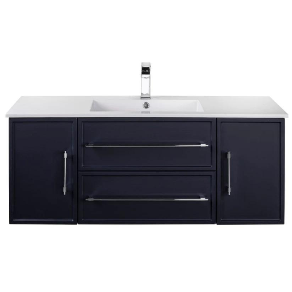 Cutler Milano 48 Inch Blue Wall Mount Shaker Vanity FV BLUE48MS - Modern Bathroom Vanity for Small Spaces, Powder Rooms & Master Baths