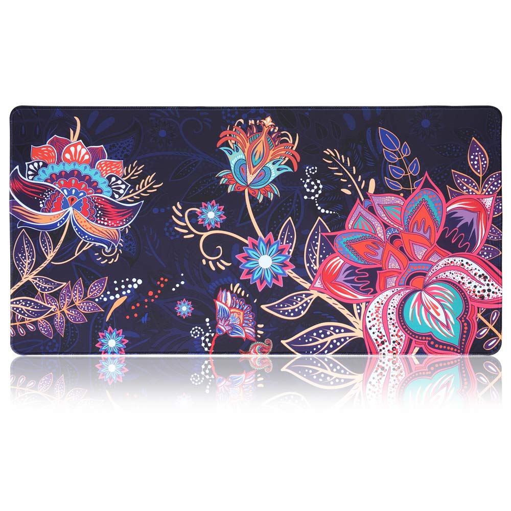 SANFORIN XXL Gaming Mouse Pad with Bohemian Flower Design - 31.5