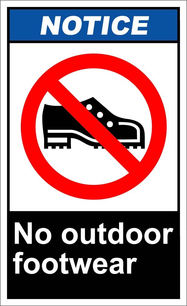 Aluminum Vertical Metal Sign - No Outdoor Footwear Notice OSHA ANSI Construction Safety Sign with Weatherproof Border (12x18 Inches) - Perfect for Construction Sites, Warehouses & Industrial Areas