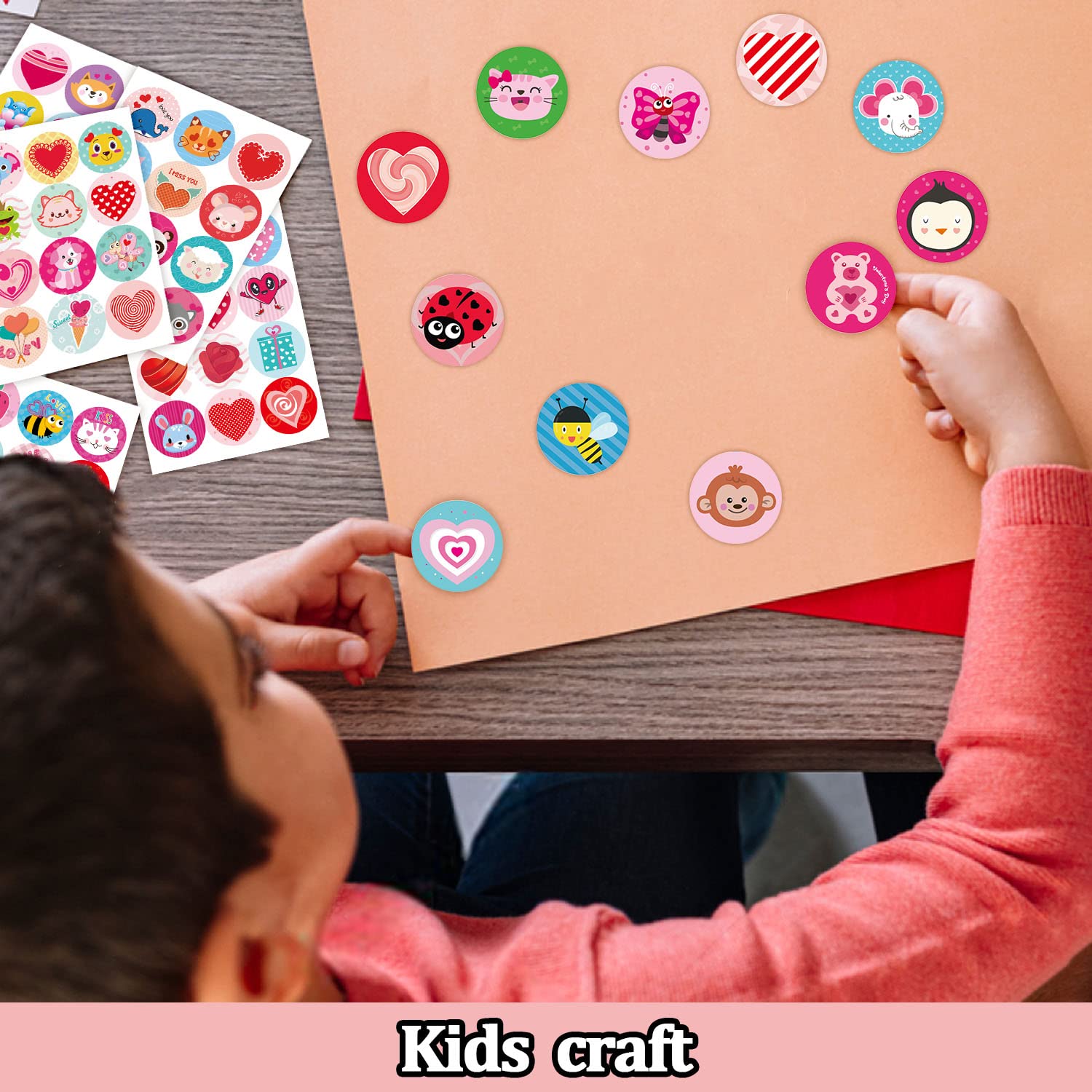 Partywind 24 Sheets Valentine's Day Stickers for Kids - 288 Cute Waterproof Heart Animal Stickers for Classroom Rewards, Goodie Bag Stuffers & Party Favors | Perfect for School Valentine Exchanges, Teacher Prizes & Kids' Craft Projects