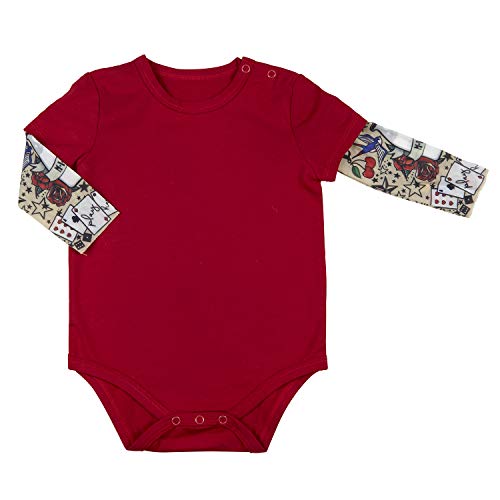 Stephan Baby Snapshirt Diaper Cover with Tattoo Sleeves - Red for 6-12 Months | Trendy Outfit for Photos