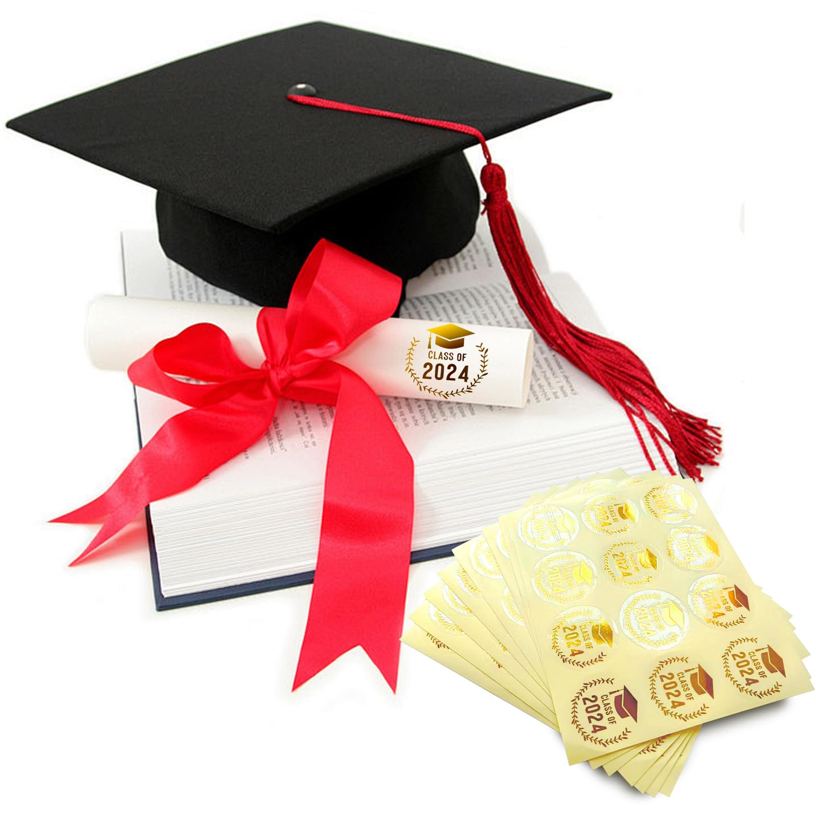 108PCS Graduation Stickers for Class of 2024 - Gold Foil Seals for Envelopes, Invitations & Party Favors (1.6 Inch) - Perfect for Graduation Cards, Diploma Covers & Celebration Decorations